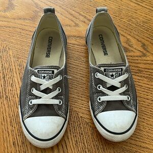 Grey and white  slip on converse